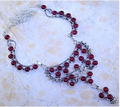 Schöne neue echte Multi Cabochon Granat Silber Amulett Halskette 21 1/4''