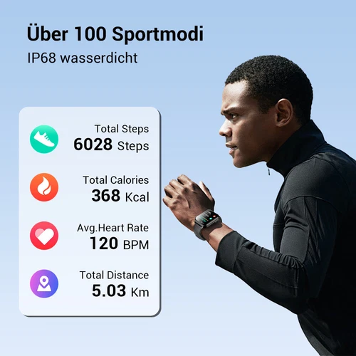 Smartwatch Damen Herren Fitnessuhr Armbanduhr mit Pulsmesser Schrittzähler Uhr - Bild 7 von 13