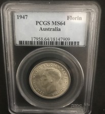 AUSTRALIA 1947 FLORIN  PCGS GRADED MS64 coin