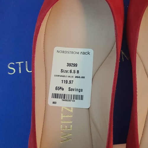 Stuart Weitzman Women's Adeliza Tonal Red Suede Flats Narrow Sizes 6.5 - Picture 5 of 6