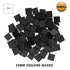 Evemodel 100pcs 25mm Plastic Square Bases Miniature Wargames Table Top Gaming