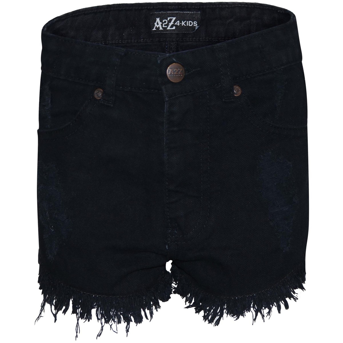Kids Girls Shorts Jet Black Denim Bermuda Skinny Ripped Jeans