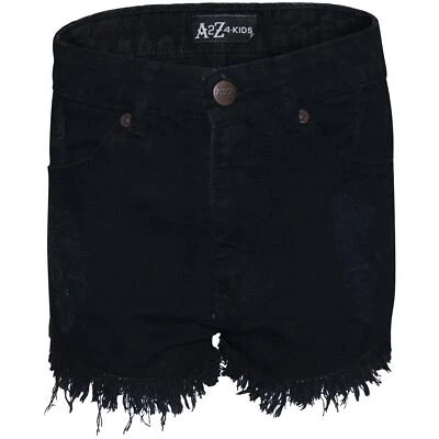A2Z 4 KIDS® Kids Girls Shorts Jet Black Denim Bermuda Skinny Ripped Jeans Summer Chino Short