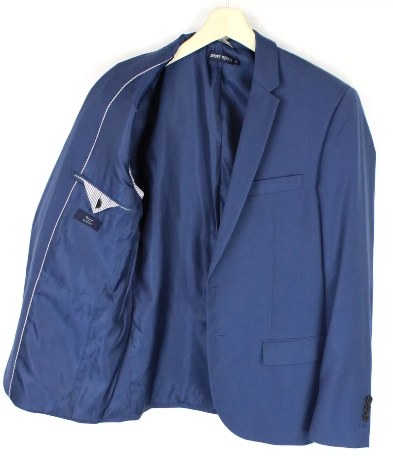 Antony Morato Gold Slim Fit Blazer Men M Formal Lined Blue 2 Buttons - Image 4 of 4