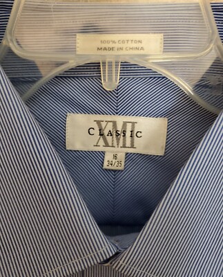 NWT XMI Classic Blue White Pinstripe Mens Dress Shirt 16 x 34/35 Business |  eBay