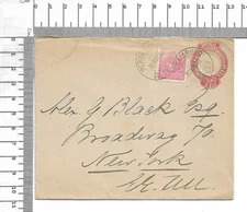1893 Correio 100 Reis postal stationery Brazil Republica - New York USA ; 61861M