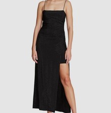 $695 Halston Women's Black Crystal-Embellished Dress Black Size 4