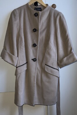 Marks and Spencer wool mix camel coloured collarless  jacket size 16 with belt