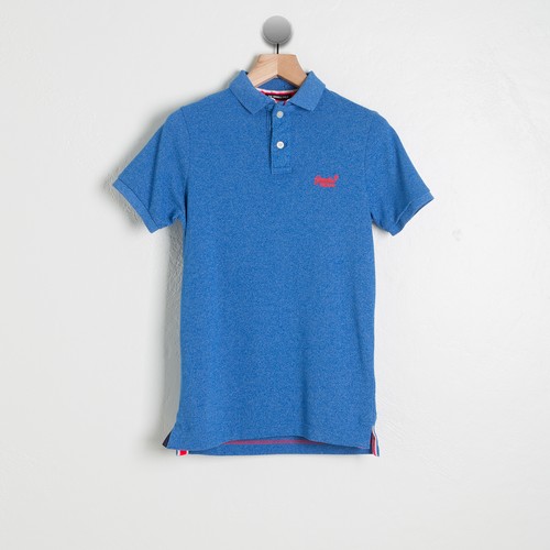 NUEVA CAMISA SUPERDRY UK JAPÓN GRINDLE PIQUE RICO AZUL COBALTO LOGOTIPO ROJO M XL | eBay