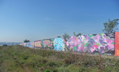 FOTOWAND BEI WESTTHURROCK (2) EIN GROSSTEIL DER WAND NEBEN DEM FUSSWEG WURDE