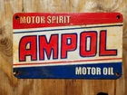 VINTAGE AMPOL SIGN CAST IRON METAL OLD GAS SERVICE MOTOR OIL GARAGE PLAQUE 12"
