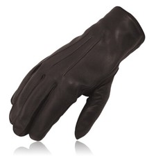 Men's Leather Police Top Quality Soft Genuine Real Driving Gloves Unlined Black