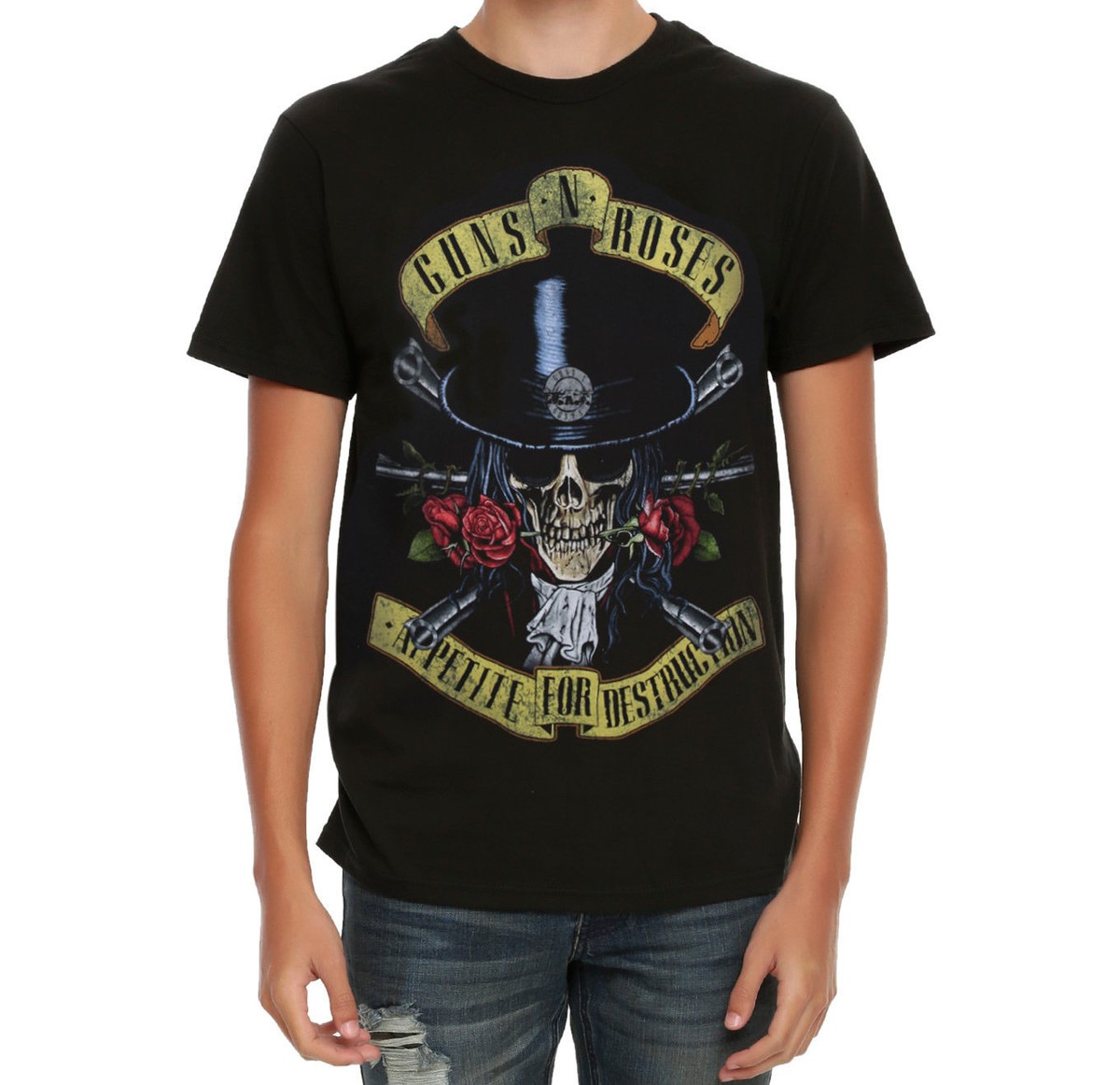 Guns N' Roses APPETITE FOR DESTRUCTION SKULL TOP HAT T-Shirt
