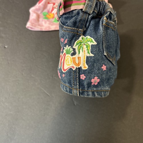 Build-A-Bear Maui Tropical Pink Tank Top and Denim Shorts Outfit - Picture 4 of 7