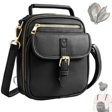 Vegan Leather Crossbody Bag for with 2 Straps, Small Messenger Bag with Walle...