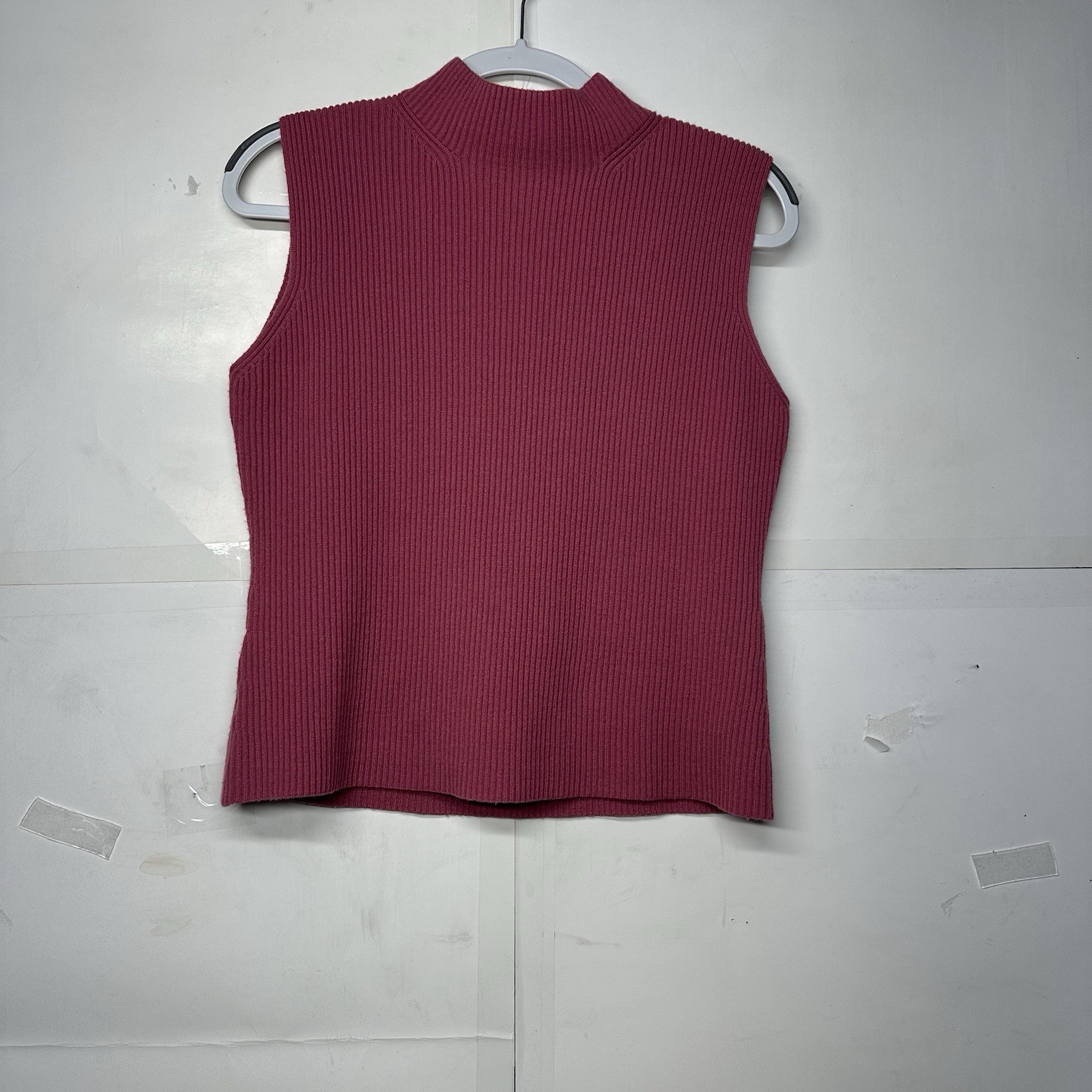 Ann Taylor LOFT Women’s Pink Ribbed Mock Neck Knit Tank Top