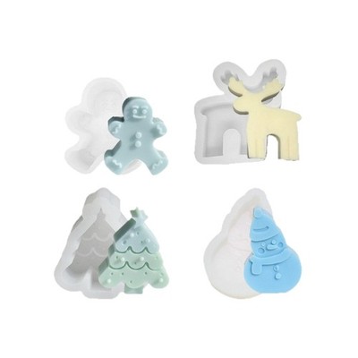 4pcs Silicone Mould Christmas Tree Molds Plasters Molds Casting Molds