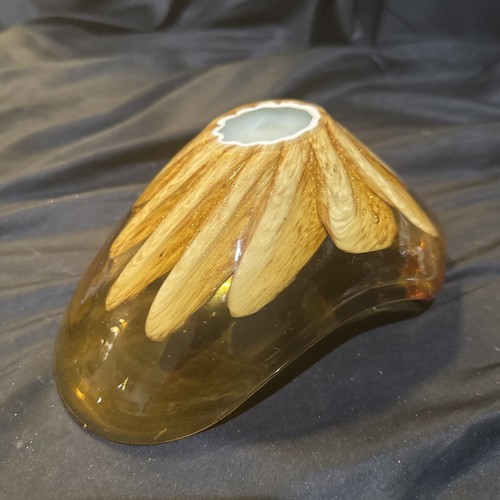 Mid Century Murano 7x9 In Rolled Copper Fleck Orb Form Bowl - Picture 13 of 17
