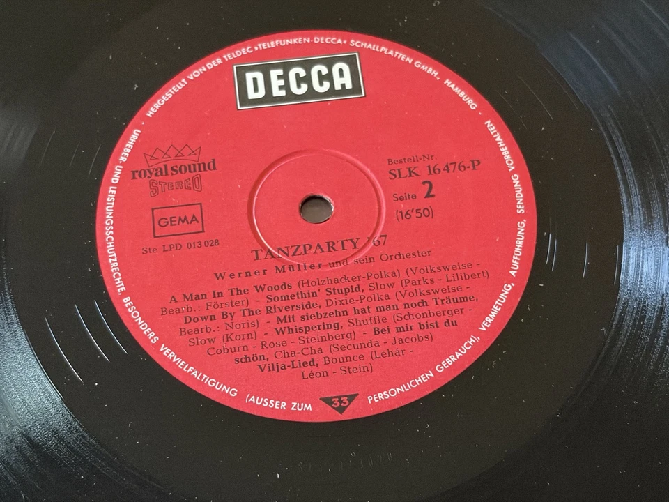 Werner Müller Und Sein Orchester – Tanzparty '67 lp German SLK 16476-P - Image 3 of 4