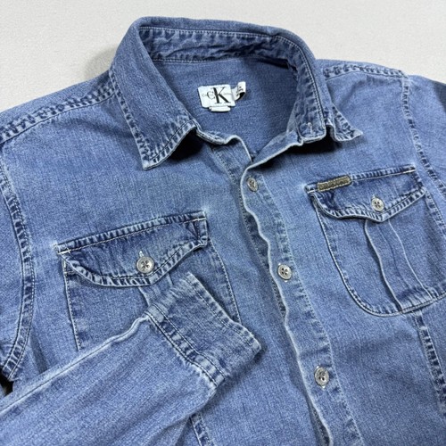 Calvin Klein Jeans, Vintage Calvin Klein Jeans Denim Button Down Shirt Medium Wash Cotton Womens M