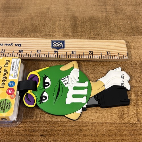 M&M's Collectible Jumbo Luggage Tag Green & Blue Boarding Pass Plane Backpack - Picture 7 of 8