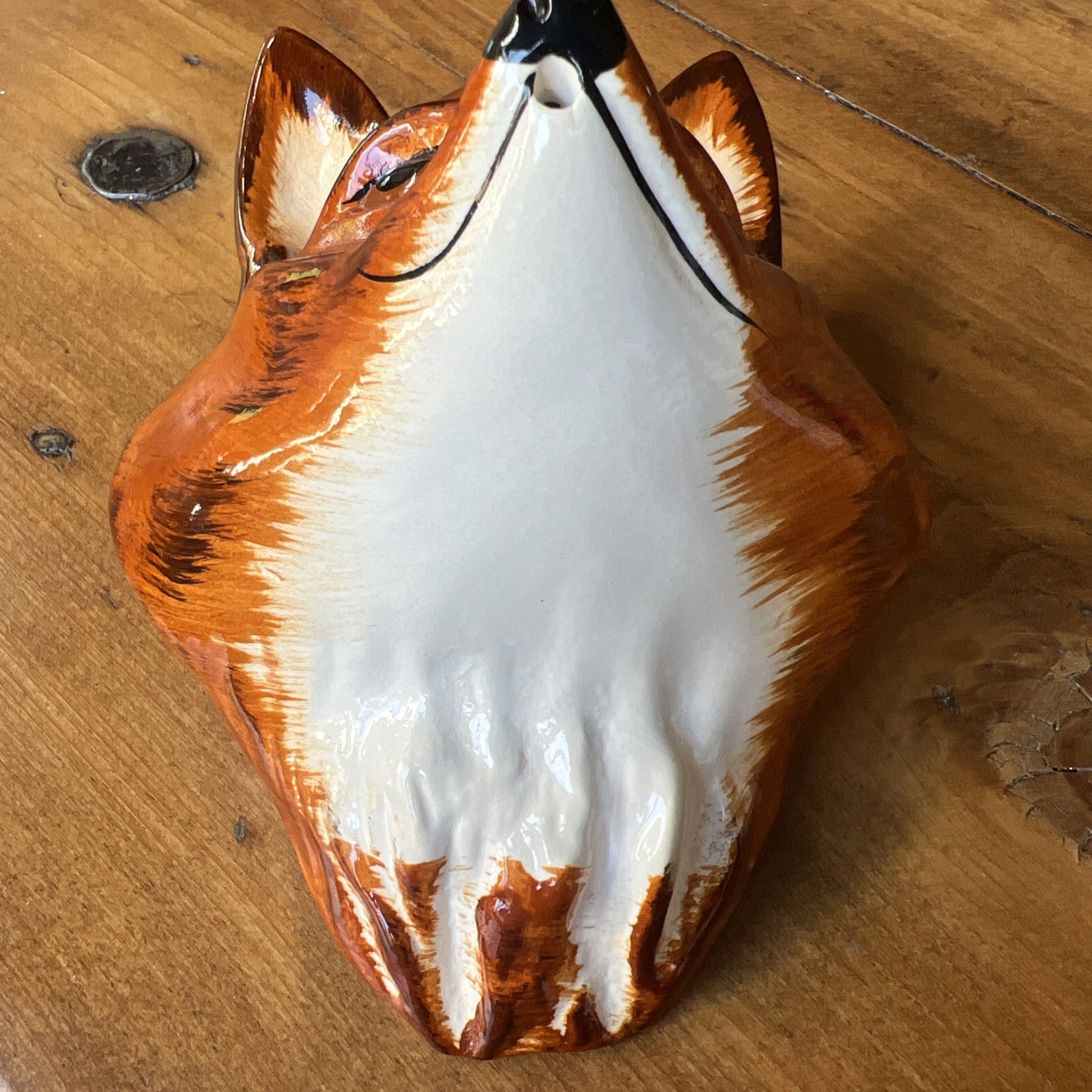 Vtg Babbacombe Pottery FOX HEAD String & Scissors Holder 