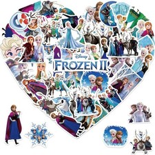 50Pcs Cartoon Frozen Stickers, Cute Disney Princess Waterproof Vinyl Decals