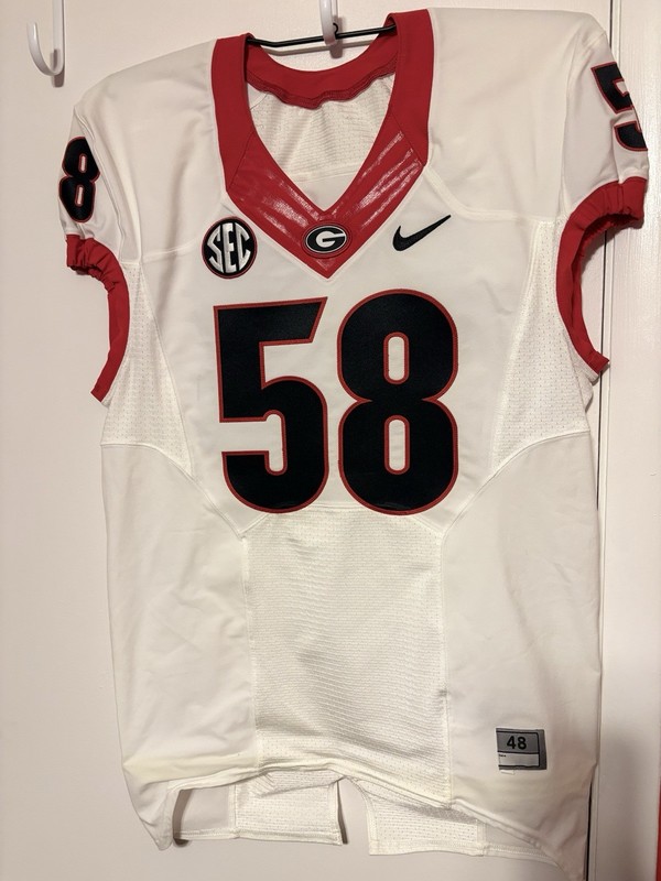 2014-16 #58 White away Georgia Bulldogs Team used jersey with coa from Fanatics 
