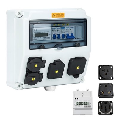 RV Power Outlet Box with Electric Energy Meter, RV Power Outlet Panel with Br...