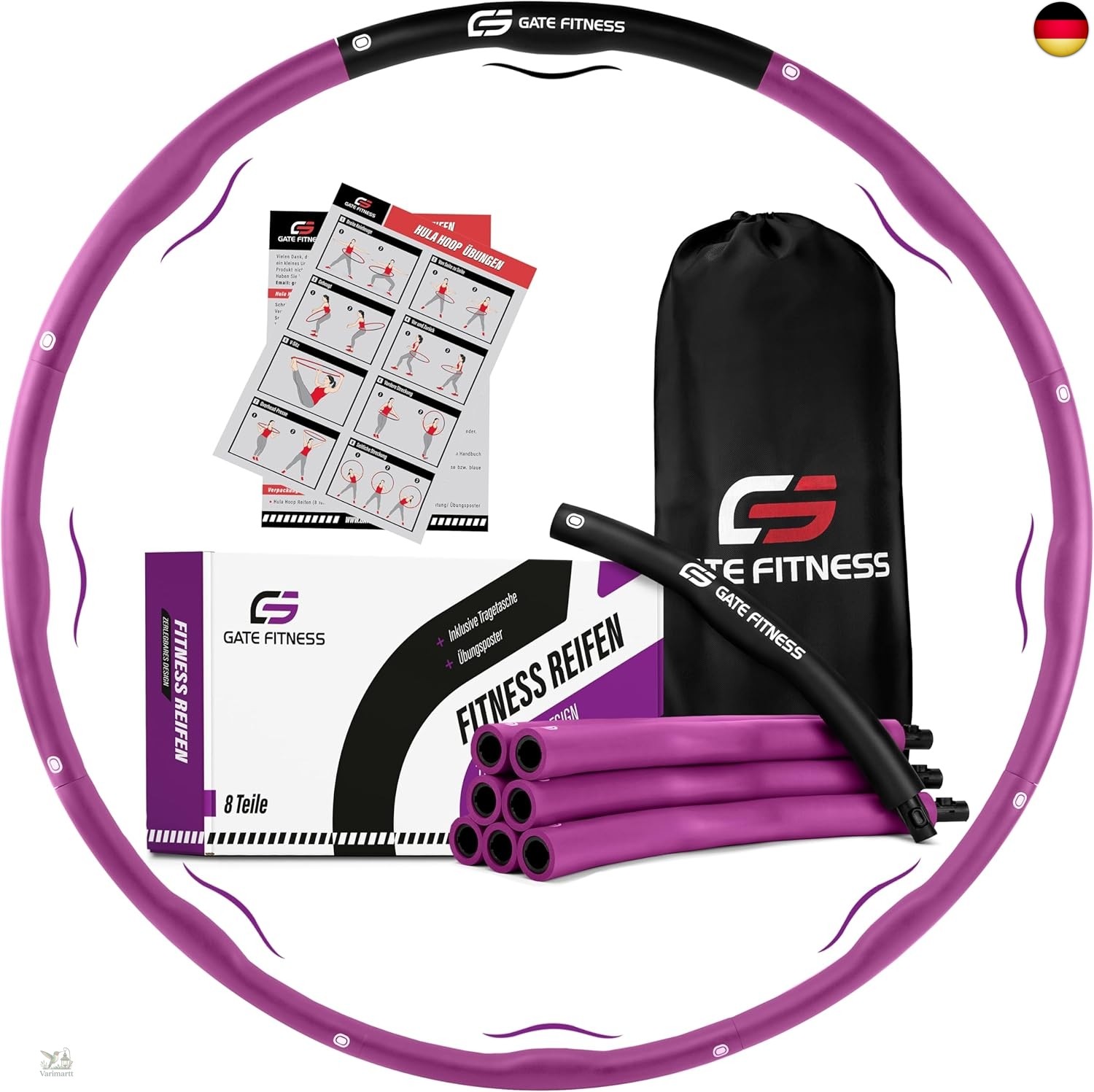 GATE FITNESS Hula Hoop Reifen Erwachsene und Kinder zum Abnehmen [1,2kg / 1,5kg
