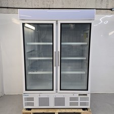 Freezer Display Double Door 920L Glass White Chilled Kitchen Commercial Cater...