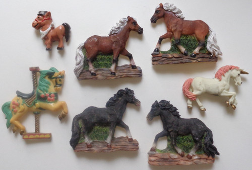 Vintage Horse Refrigerator Fridge Magnet Lot (7 pcs) 80s 90s