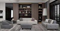 Neues Komfortables Sofa Set 2X 3-Sitzer Sofa Sessel Hocker Grau Beige