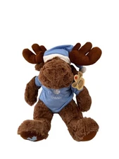 Canadian Pal Moose Plush Toy Blue Outfit Hat 14 Inch Maple Leaf Canada Souvenir