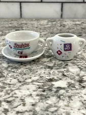 Vintage Barbie China Mini Tea Set, Cup, Saucer, Sugar Bowl, Childs Play