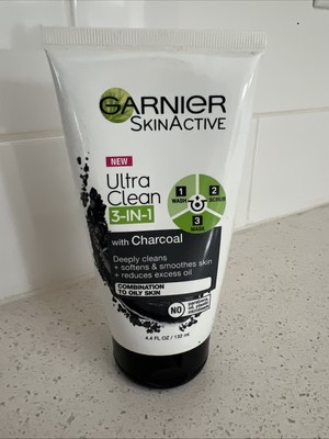 Garnier SkinActive Ultra Clean 3 in 1 Charcoal Facial Cleanser, 4.4 fl oz