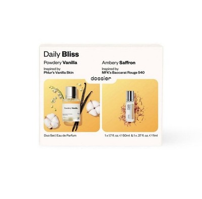 Dossier Daily Bliss Perfume Duo Set 2pc Vanilla Amber Saffron