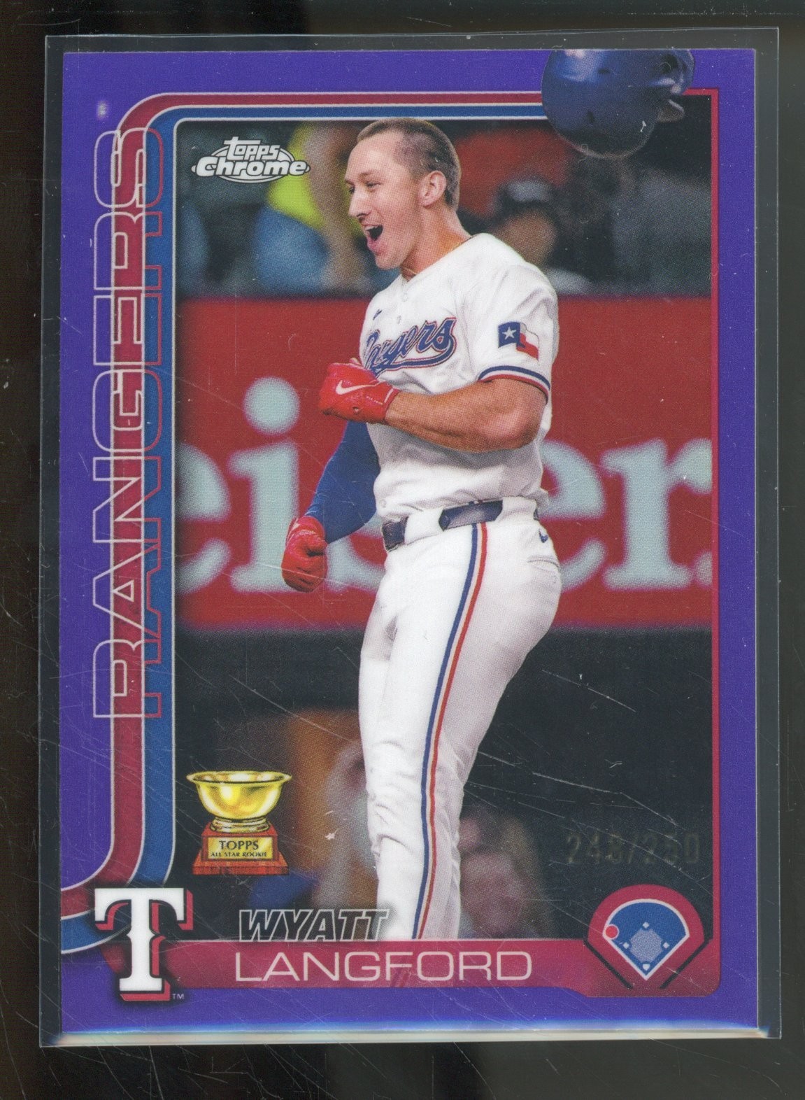 2025 Topps Chrome WYATT LANGFORD #68 Rookie Cup Purple /250 Rangers
