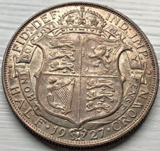 1927 George V Silver Half Crown, Lustrous Very Nice British Coin. #G155