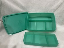 Tupperware 767-9 Green Stow-N-Go Craft Storage Box With Lid