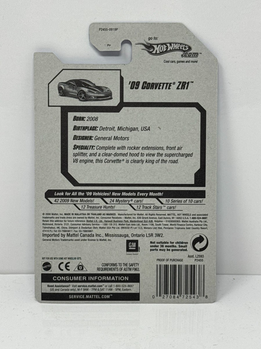 Hot Wheels Faster Than Ever 2009 Chevy Corvette ZR1 1:64 Diecast