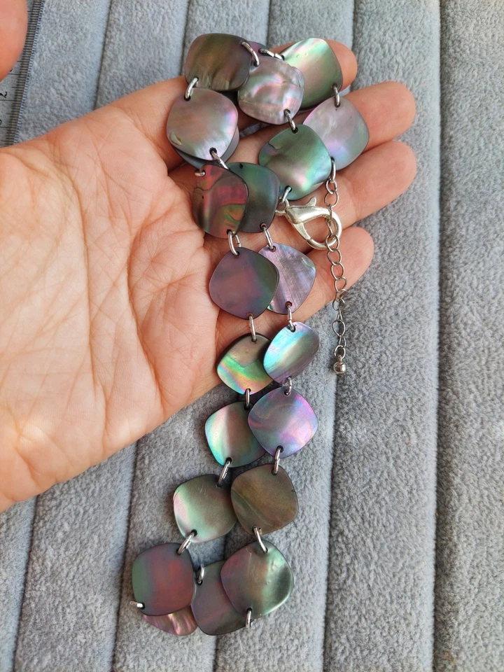 Wunderschöne Vintage Halskette aus echtem schwarzem Perlmutt✨️ 50-55 cm lang - Bild 2 von 4