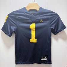 Jordan Michigan Wolverines Football Jersey Navy Blue Yellow Mens Small 1