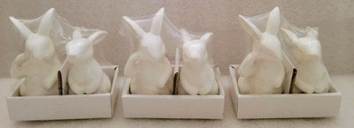 2022 Bullseye Playground Easter Small Ceramic Bunny Figure Set Lot of 3 White
