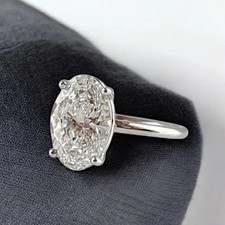 IGI Lab Grown Diamant Verlobungsring 2 Karat Ovalschliff 14 Karat Weißgold...