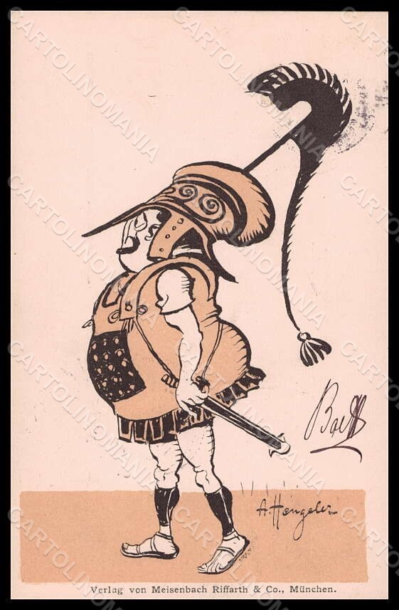 Cartolina fumetto artista firmata A. Hengeler Lady abbigliamento greco antico VK7025