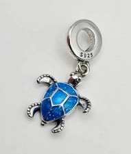 925 Sterling Silver Blue Sea Turtle Charm Pendant For Bracelet Or Necklace