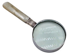 VINTAGE Sterling Silver / Mother of Pearl Handled Magnifying Glass