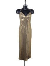 Anthropologie Gold Satin Slip Dress XS 100% Polyester