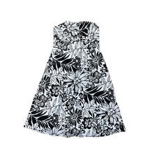 GAP Strapless Dress Size 8 Black White Floral Linen Cotton Blend
